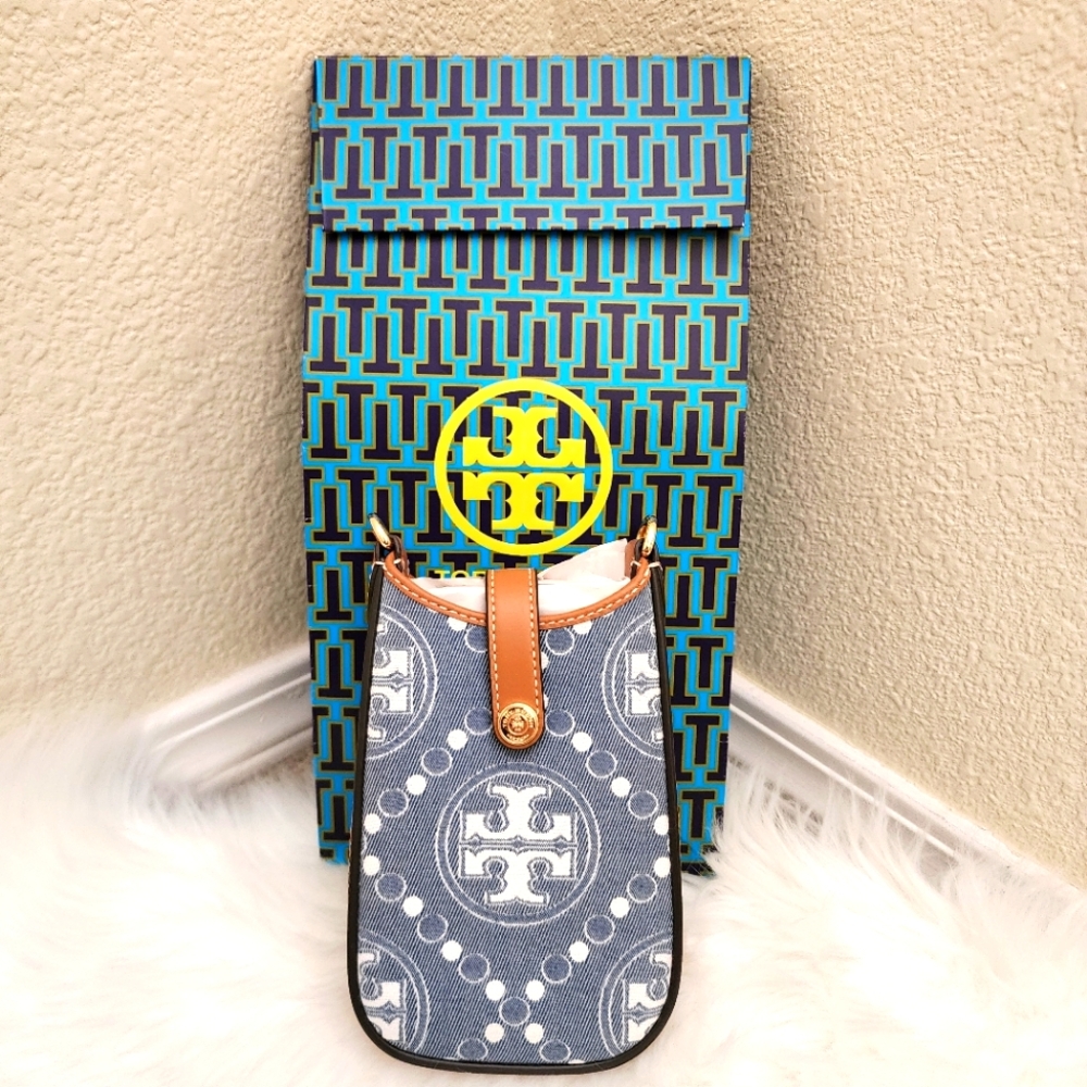 Tory Burch T Monogram Denim Phone Crossbody  (NWT)